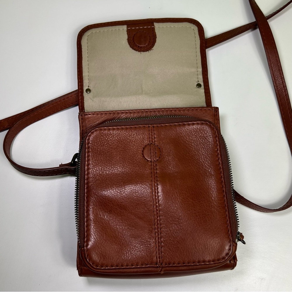 American Leather Kansas Crossbody HandBag 100% Genuine Leather Purse Multi-Pocke - Picture 9 of 10